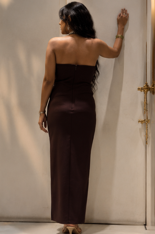 Midnight Bordeaux Crystal Gown