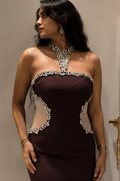 Midnight Bordeaux Crystal Gown