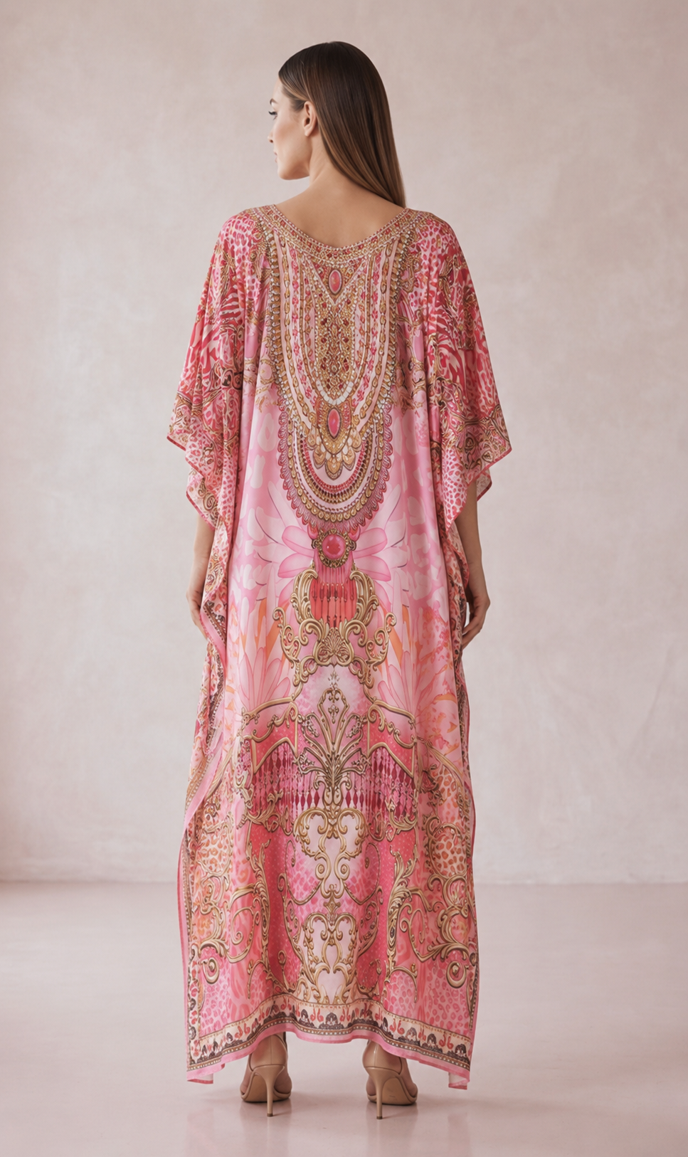 Rosé Baroque Embellished Kaftan