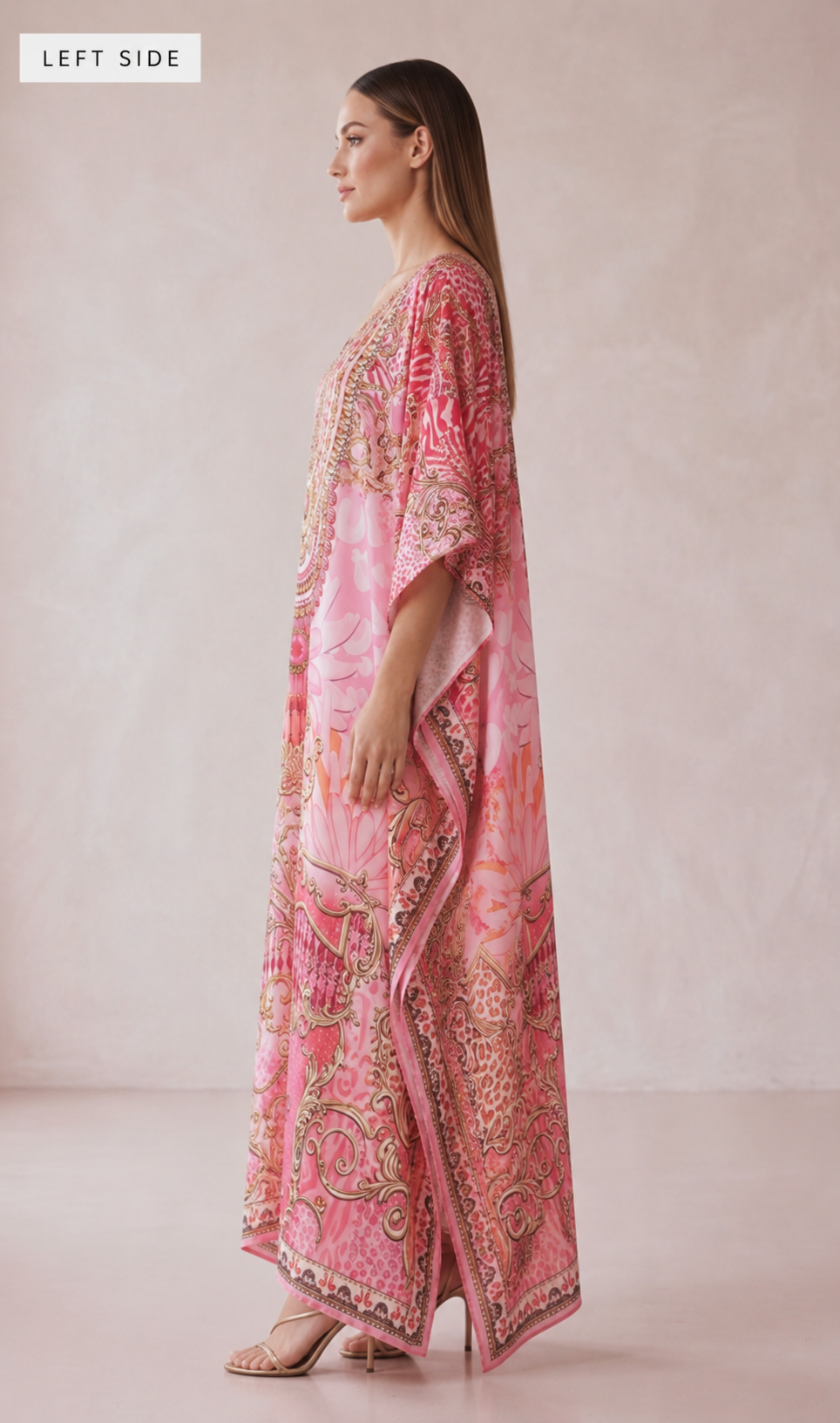 Rosé Baroque Embellished Kaftan