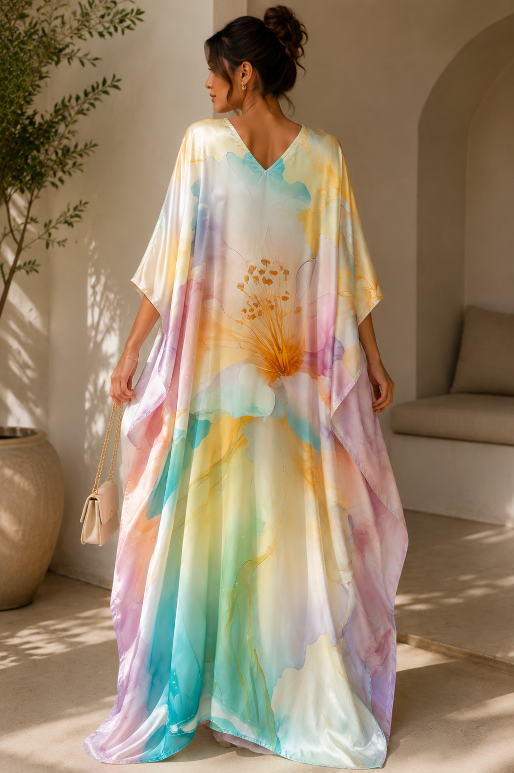 Pastel Watercolor Floral Kaftan