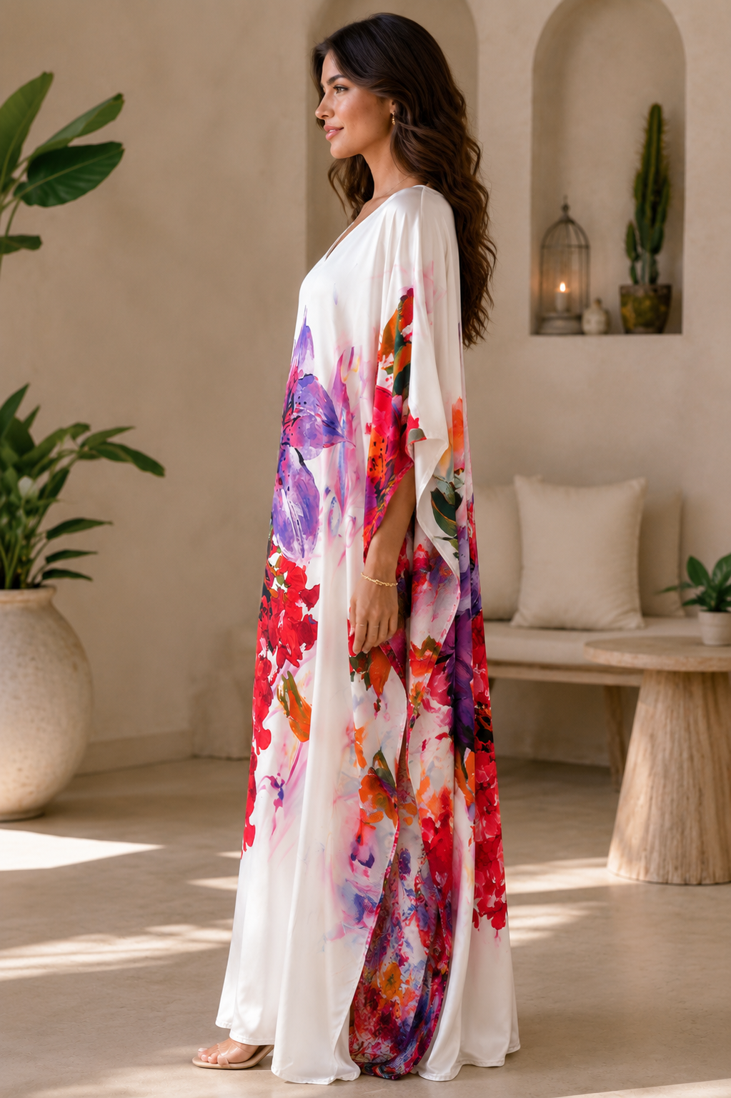 Orchid Bloom Silk Kaftan
