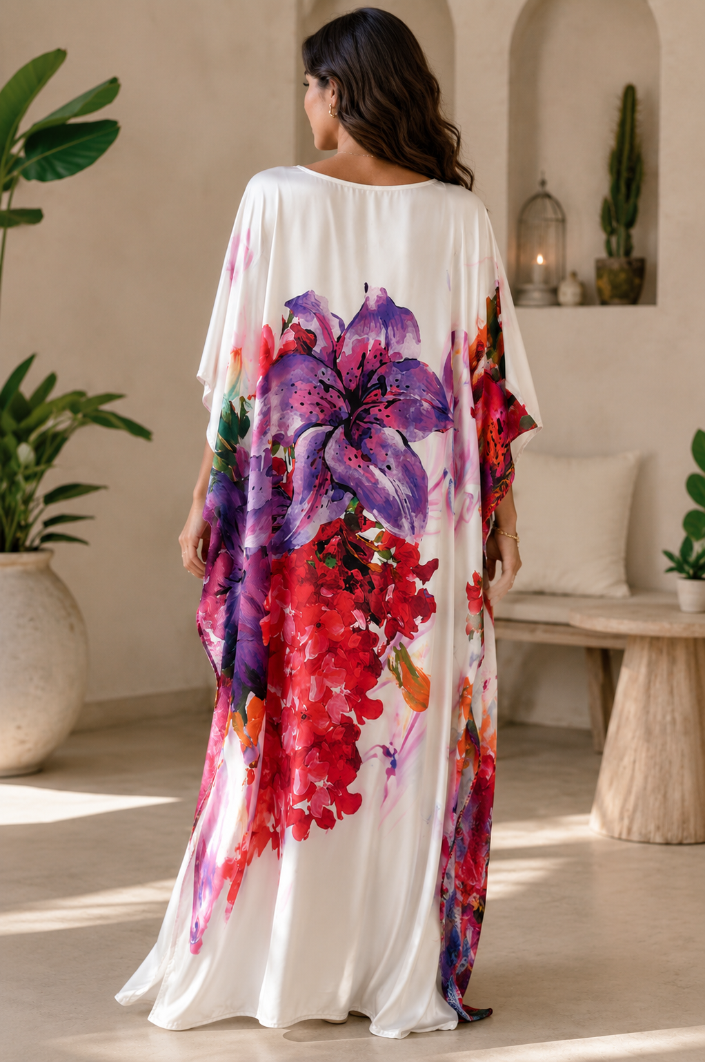 Orchid Bloom Silk Kaftan