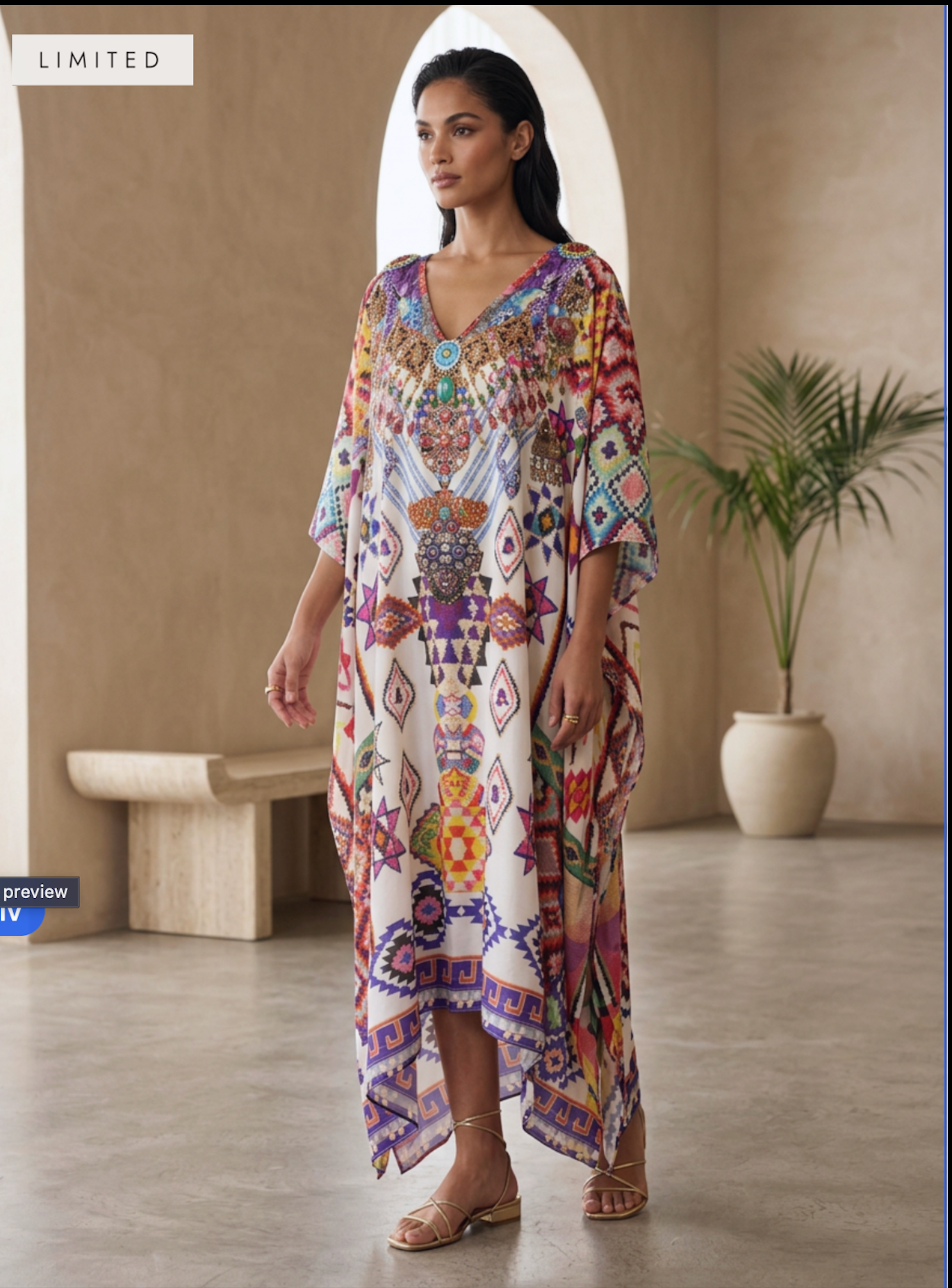 Mosaic Jewel Print Embellished Kaftan