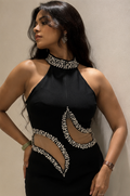 Noir Crystal Cutout Gown